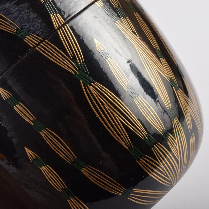 茶道具　吉田一峰作　木賊蒔絵　大棗　即中斉好　共箱　V　8458