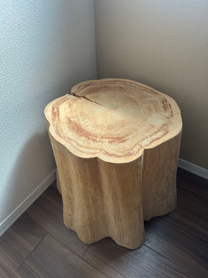 ヒノキ　ナチュラルウッド 切り株　スツール　テーブル　花台　インテリア　椅子