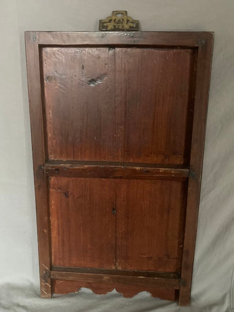 李朝 木彫 壁飾り 漆塗花鳥図金彩彫 民画 中国美術 朝鮮美術 時代物