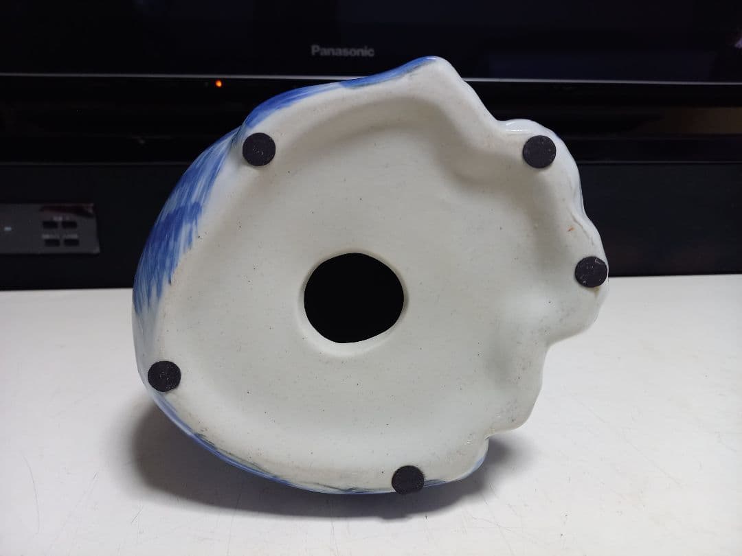 イタリア製　ビンテージ　陶器　手彩色　蝶ネクタイ　座り猫　オブジェ