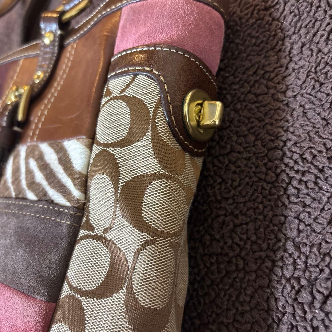 p*p様 COACH コーチ トートバッグ パッチワーク レザー キャンバス ス