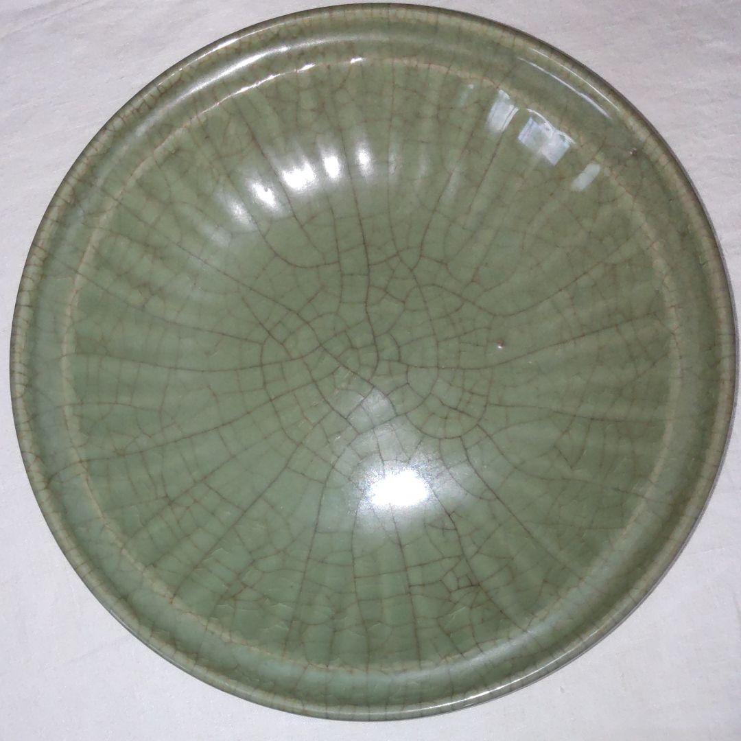 元～明、龍泉窯青磁大盤。