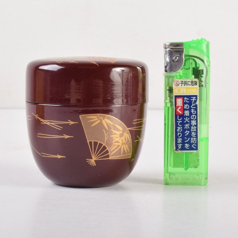 茶道具　輪島塗　立野彩海作　扇面蒔絵　棗　共箱　V　7160