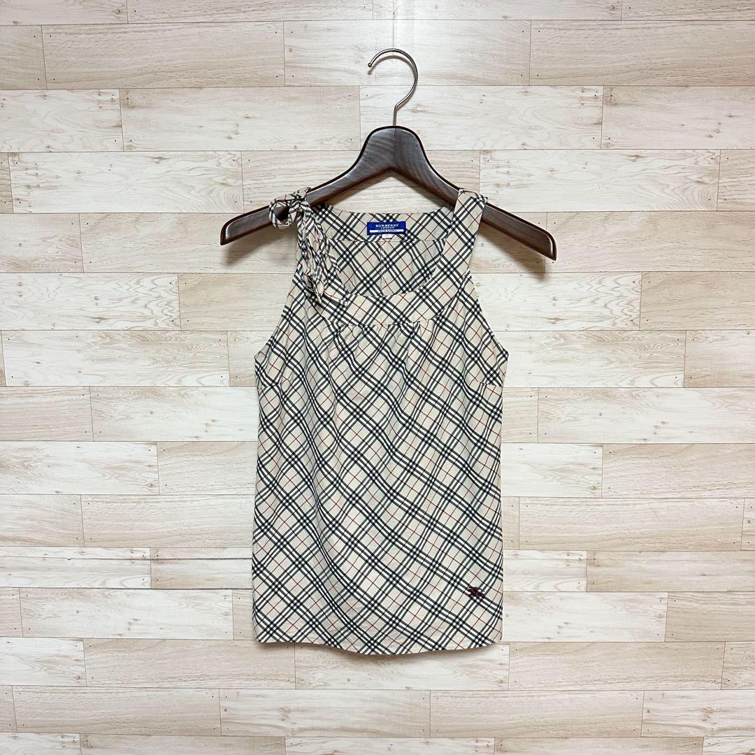 ✨BURBERRY バーバリー ノバチェック 肩リボン タンクトップ M✨
