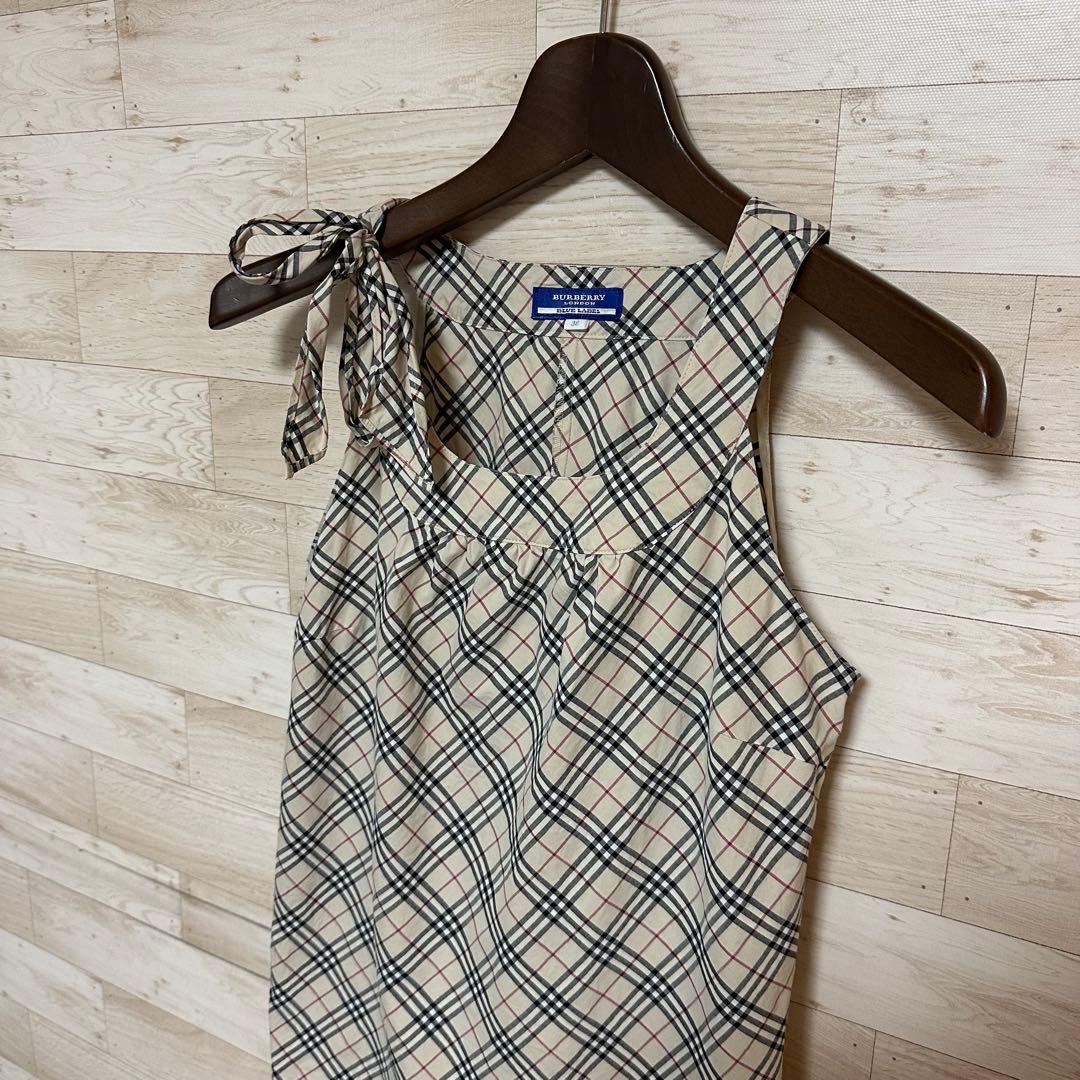 ✨BURBERRY バーバリー ノバチェック 肩リボン タンクトップ M✨