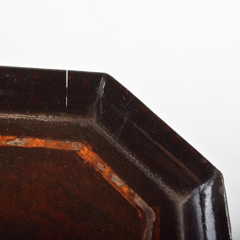 煎茶道具　漆塗　寄木六角急須盆　煎茶盆　香盆　時代箱　V　R6272