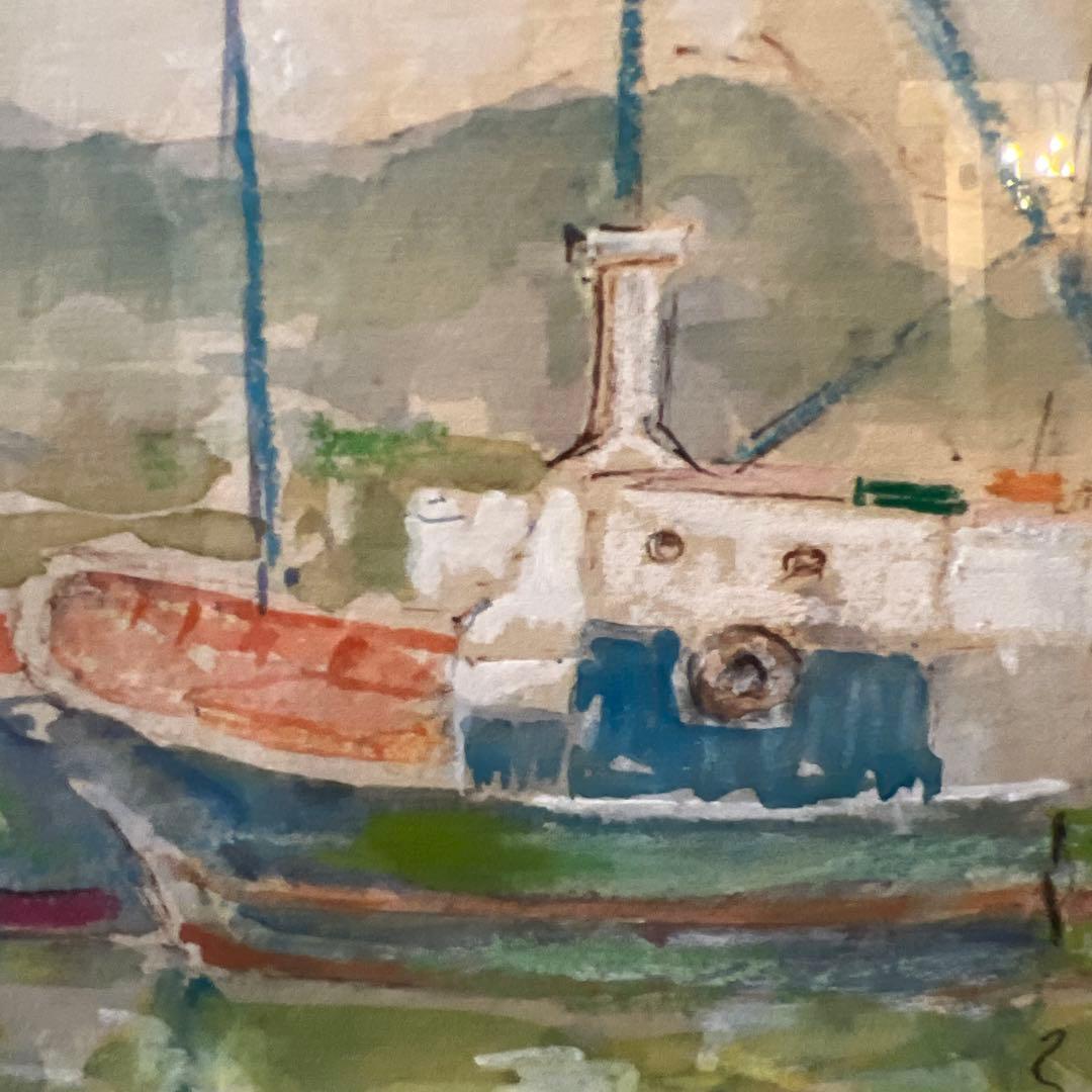 関口俊吾　水彩画 港の風景 St. Jean de Luz 1986