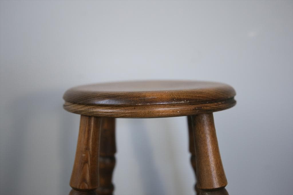 英国アンティーク木製スツール/丸椅子イス/踏み台/腰掛け/飾り棚(92-196)