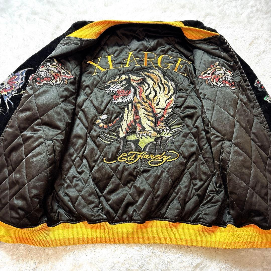 XLARGE × Ed Hardy コラボ ジャケット 刺繍 スカル ブラック