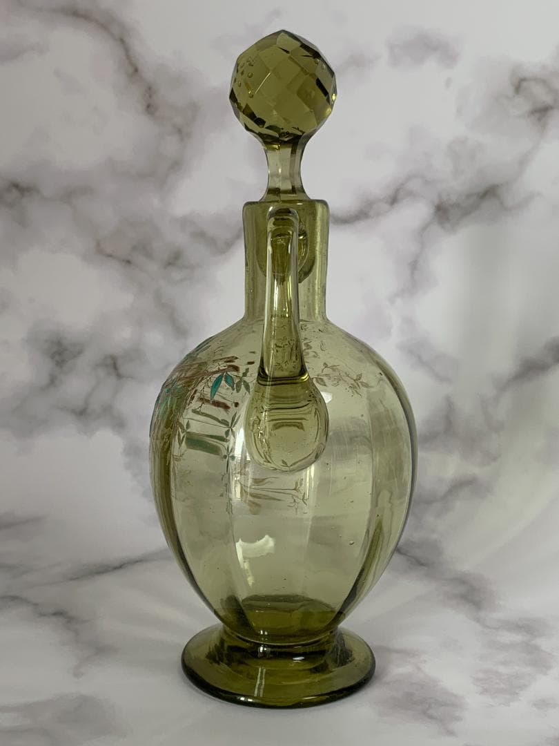 ✨特別価格✨エナメル絵吹きガラスカラフェ・リキュールグラスセットアンティーク