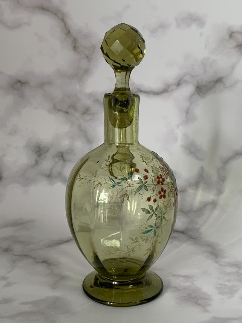 ✨特別価格✨エナメル絵吹きガラスカラフェ・リキュールグラスセットアンティーク