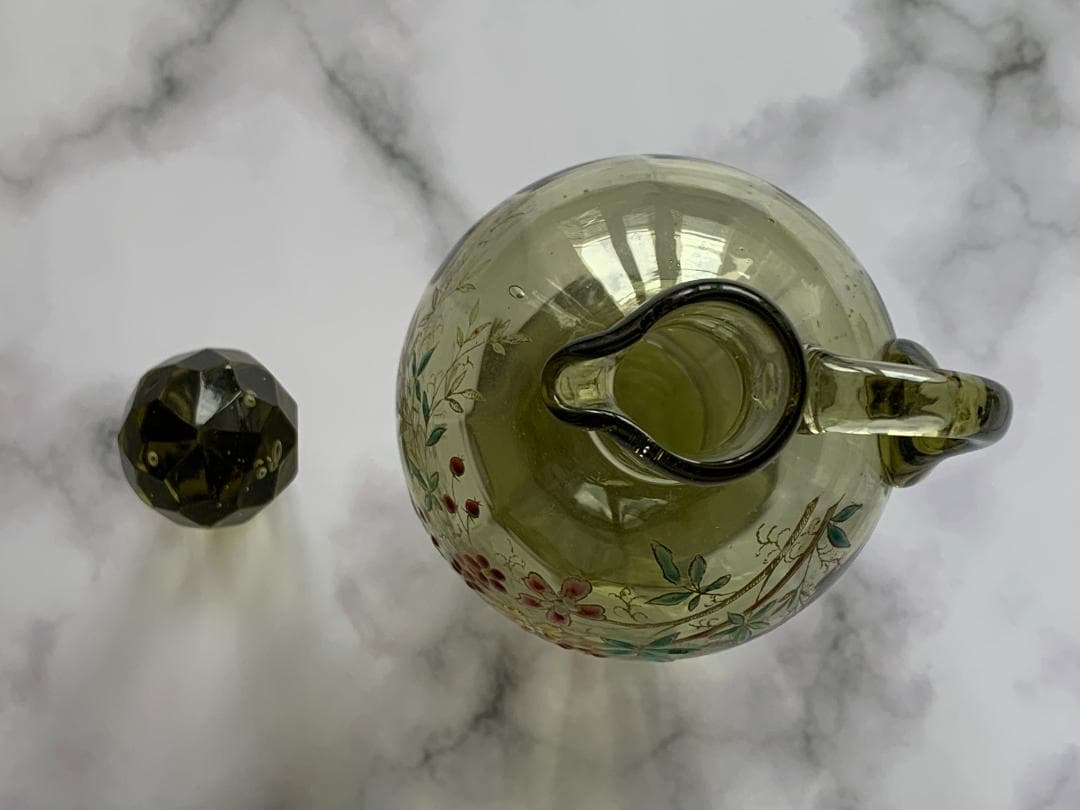 ✨特別価格✨エナメル絵吹きガラスカラフェ・リキュールグラスセットアンティーク