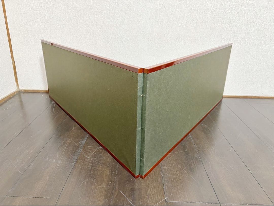 美品 茶道具 飛騨春慶塗縁 利休梅 風炉先屏風 茶室道具 間仕切り 衝立 元箱