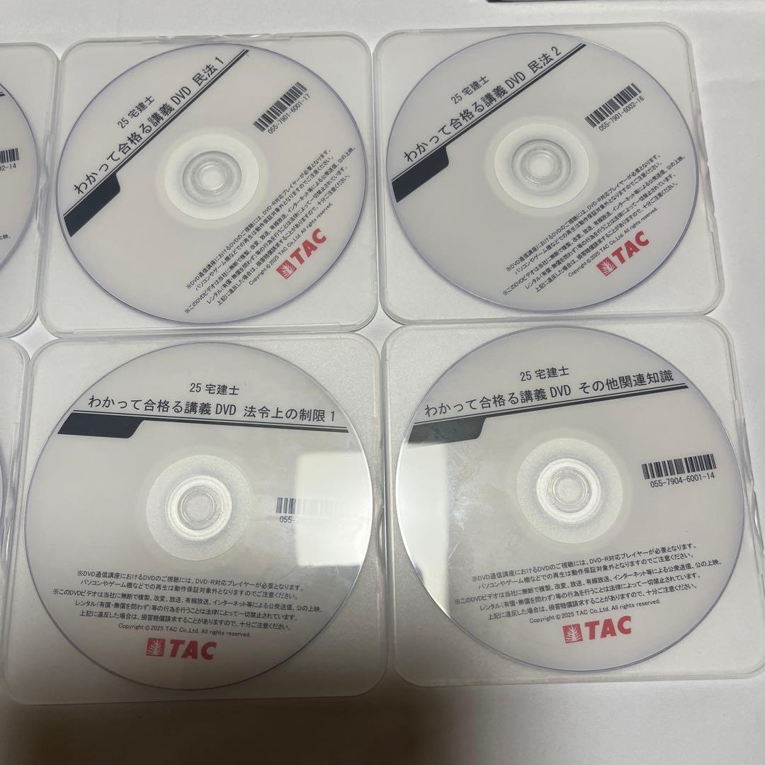 2025年度版わかって合格る宅建士基本テキスト、分野別過去問題集2冊とdvd8枚