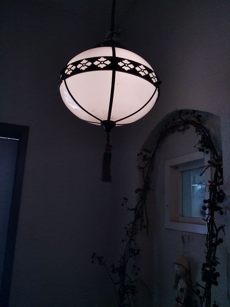 古い照明　電笠　ランプシェード　乳白色　アンティーク　昭和レトロ　大正ロマン