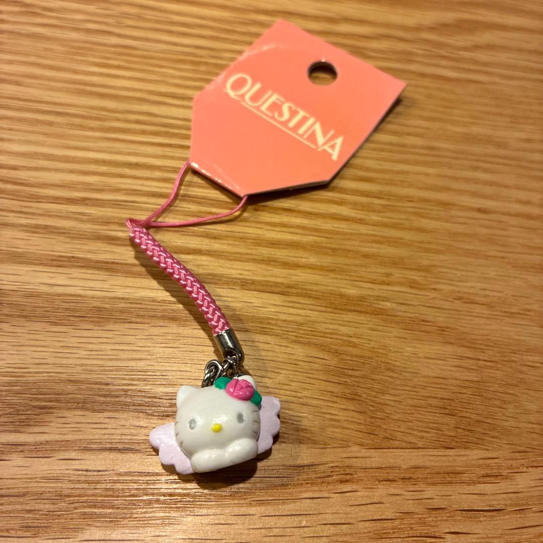 激レア　キティ　ストラップ　根付け　羽　エンジェル　ローズ　QUESTINA