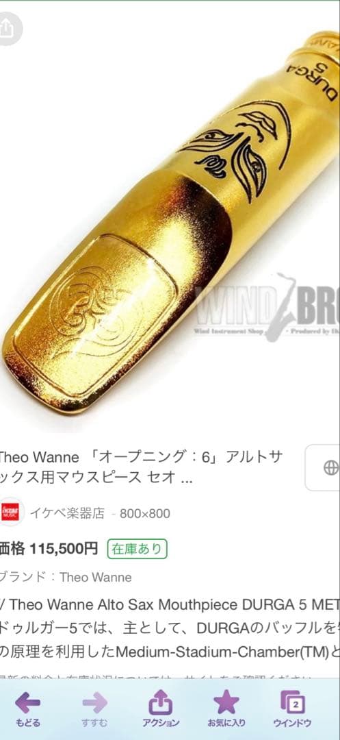 Theo Wanne Durga Alto Gold マウスピース