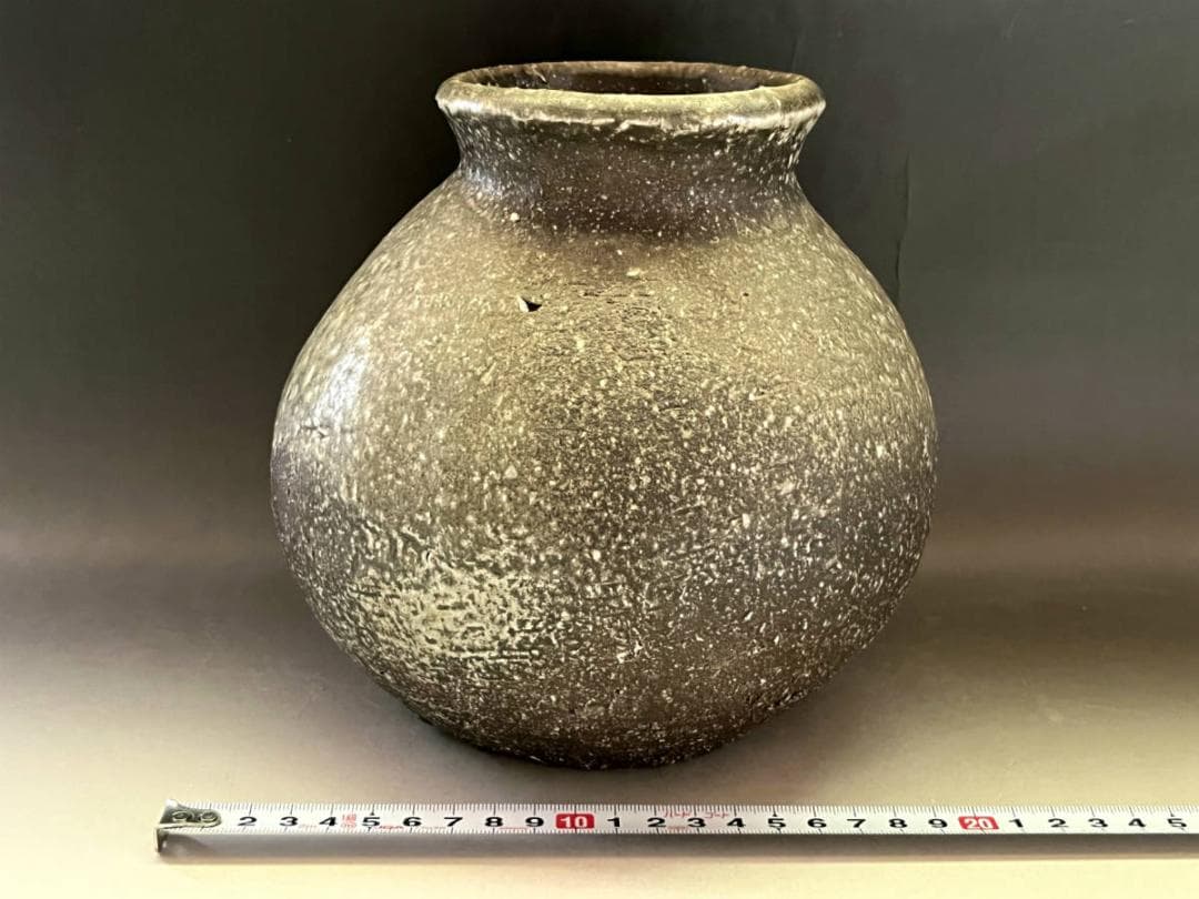 壷■古信楽灰被窯変瓶 古壺 灰釉涙艮 土物 花瓶花器 オブジェ時代物 骨董品■