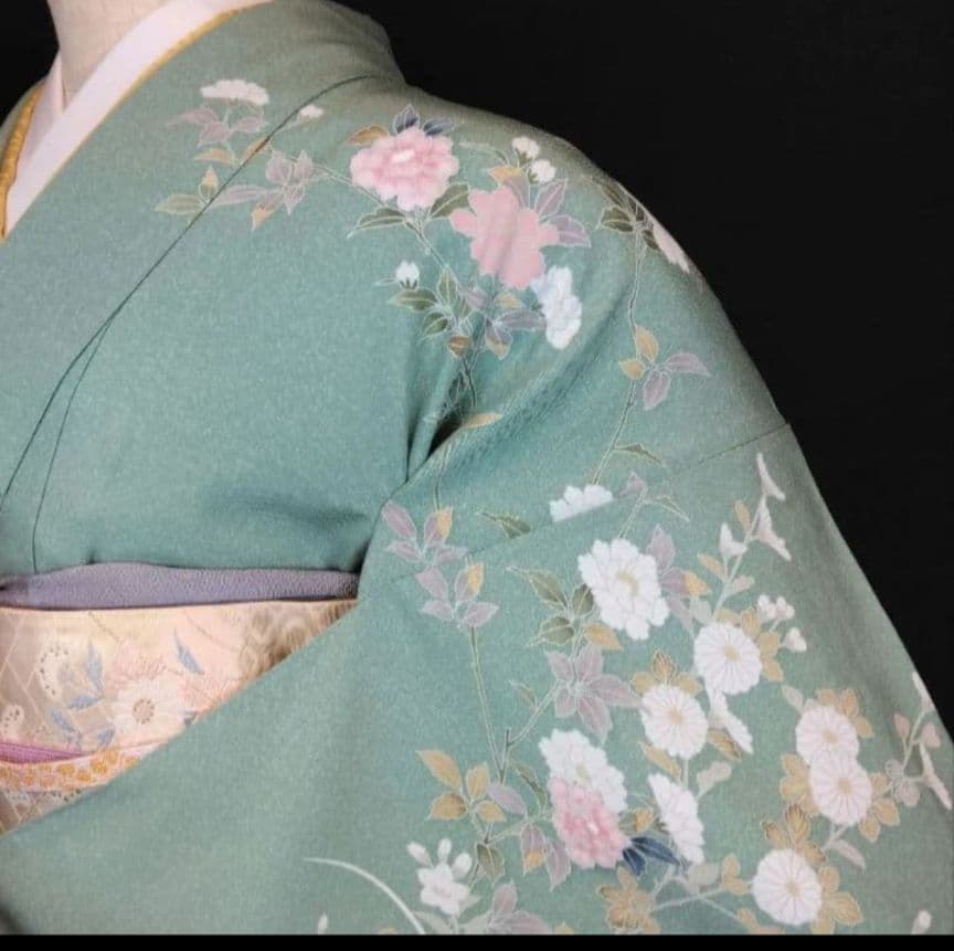 NO384 　売約済み　躾付き　友禅正絹　訪問着フルセット　正絹長襦袢付き