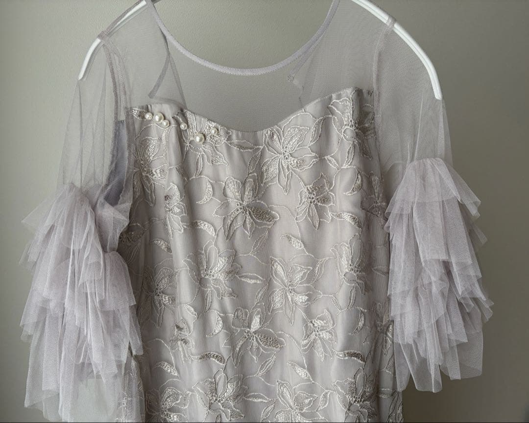 【LE'RURE】 Pearl motif embroidery dress