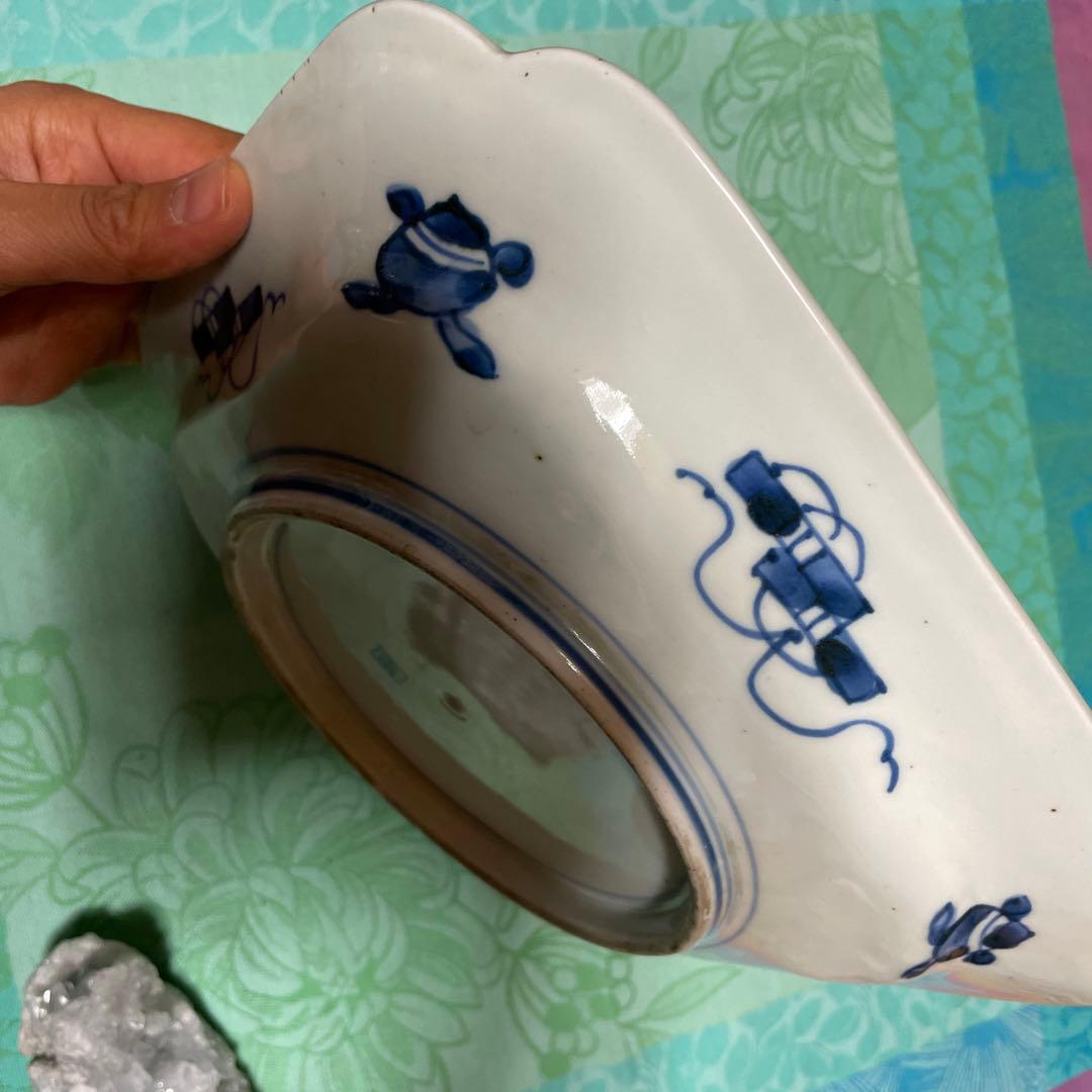 江戸期　古伊万里　染付　変形角皿　飾り皿