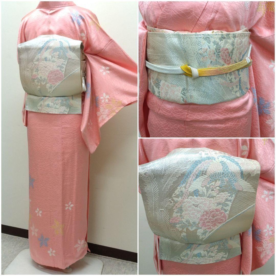 979　半額セール　正絹　三越お誂え　一つ紋　ピンク系　訪問着　4点フルセット