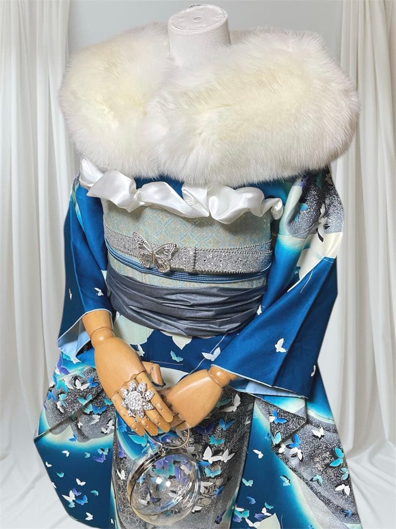 mi 様 振袖 秋山庄太郎 フルセット 成人式 ブルー 手描き友禅