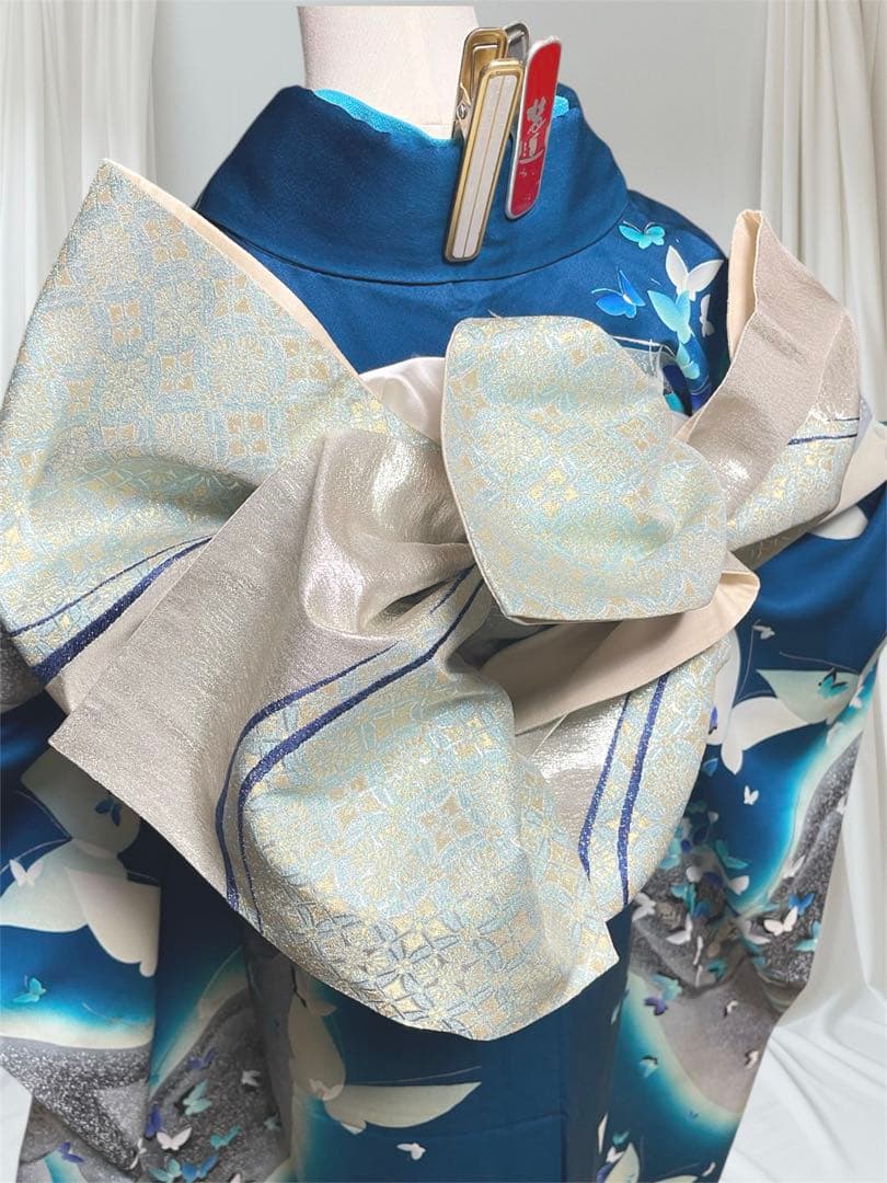 mi 様 振袖 秋山庄太郎 フルセット 成人式 ブルー 手描き友禅