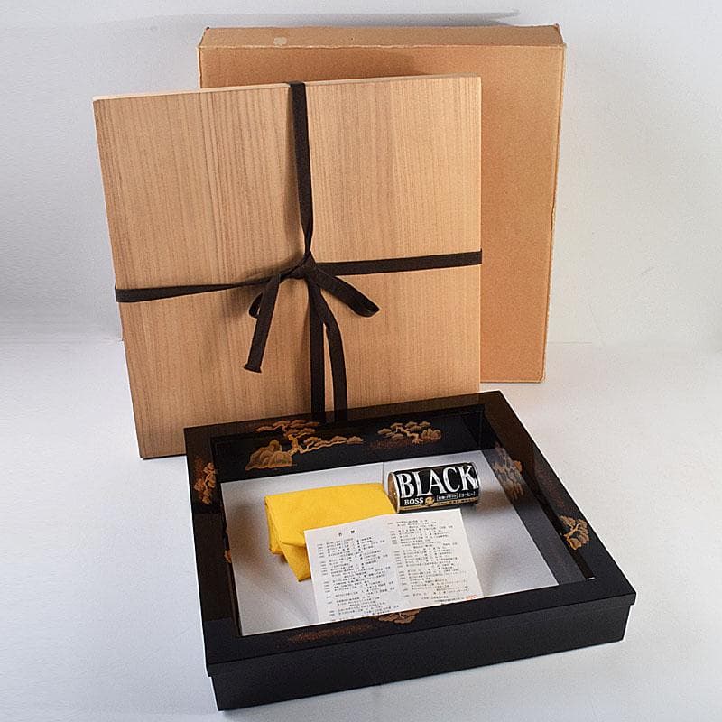 茶道具　輪島塗　組橋貞風作　老松蒔絵　炉縁　共箱　C　R9229B