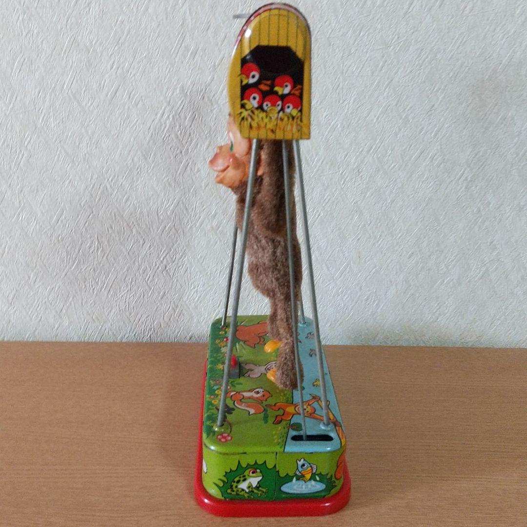 昭和レトロ ブリキの台おサルの鉄棒のおもちゃ