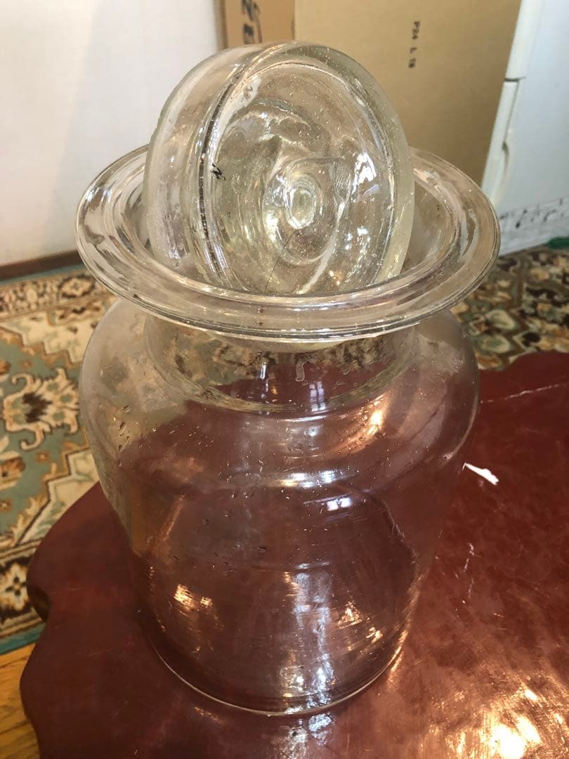 透明ガラス瓶　蓋付き　昭和レトロ