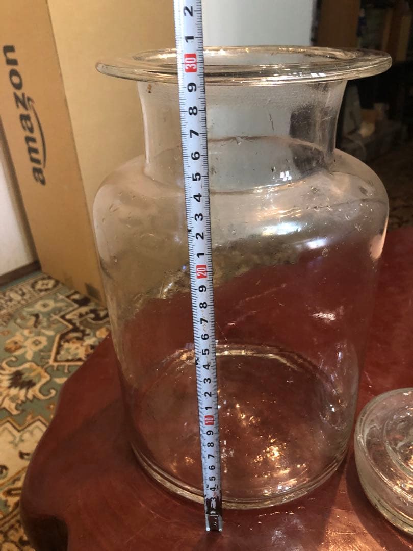 透明ガラス瓶　蓋付き　昭和レトロ