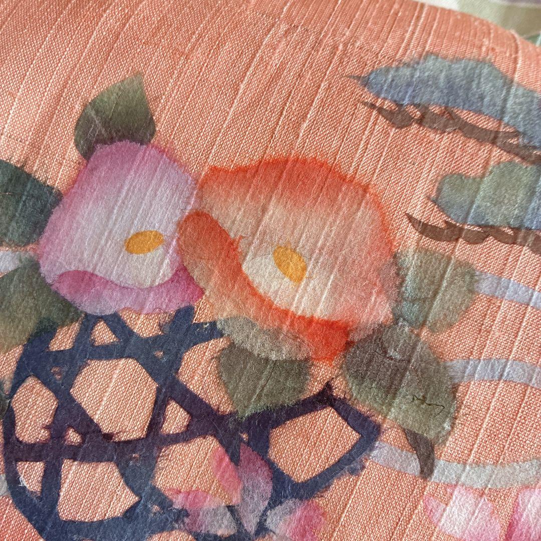 小紋　フルセット　着物　正絹　パステルカラー　紬の帯　しつけ付き　普段着物　J6