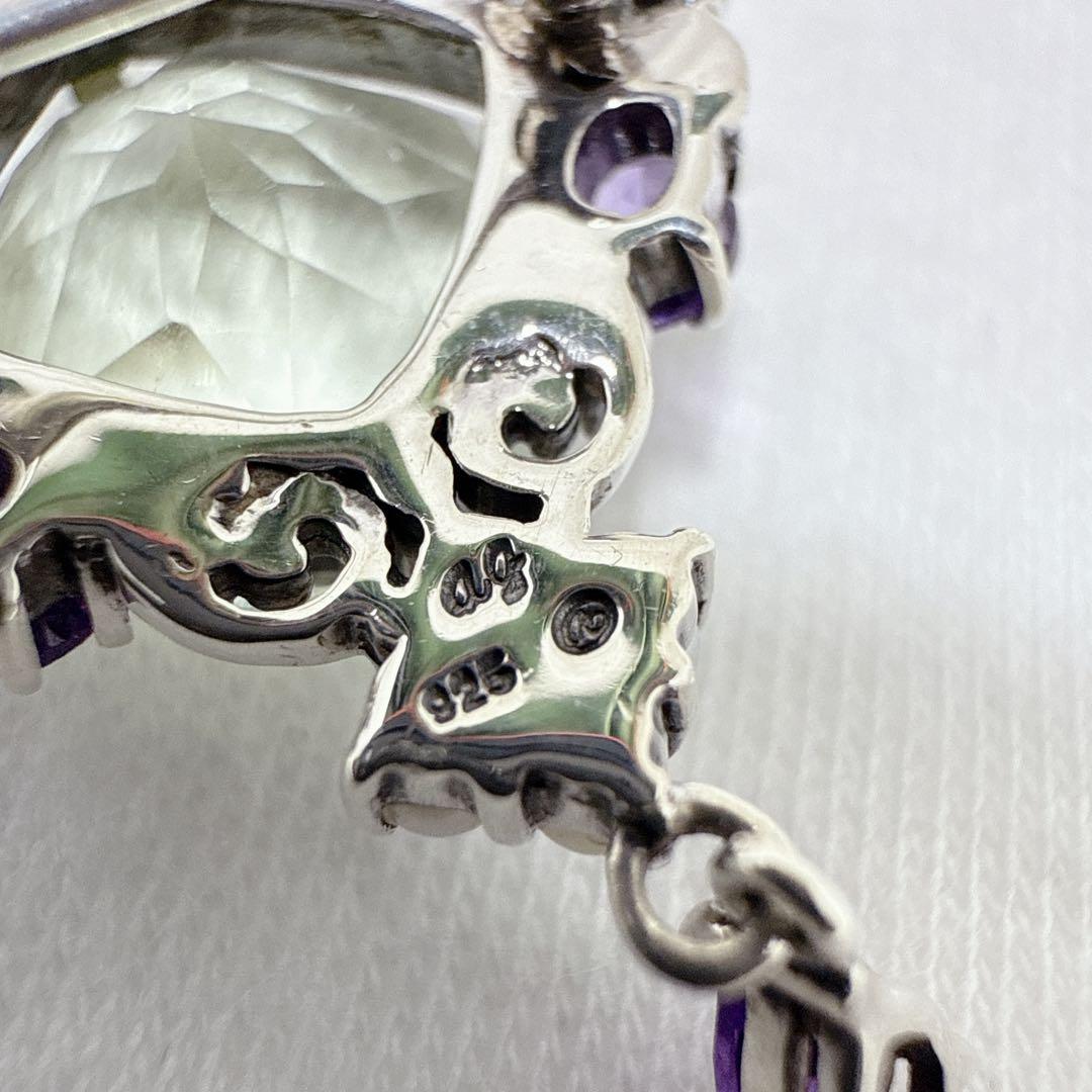 ロクザン SILVER925 アメジスト パール ペンダント ブローチ