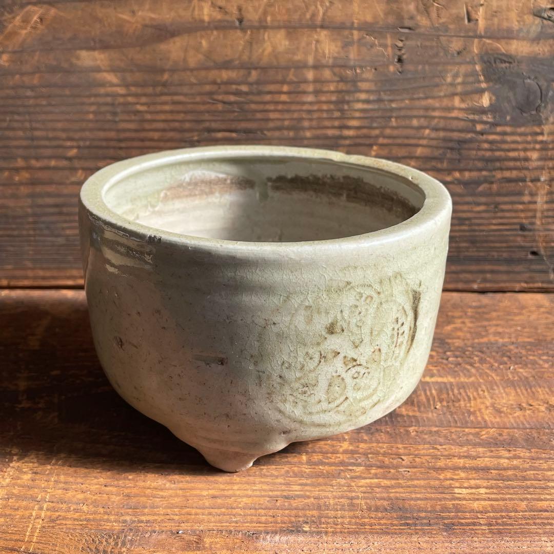 御深井三足香炉 江戸時代 御深井焼 古美濃 古瀬戸 灰釉陶器 骨董 古美術