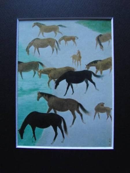 東山　魁夷 、【水辺放牧】、希少画集画、新品高級額・額装付、状態良好