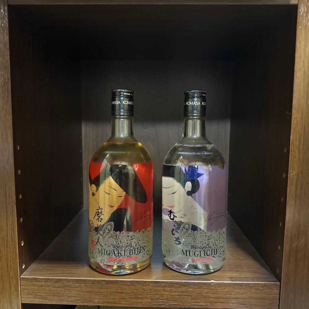 新品　鶴田一郎　磨美人　むぎいち 焼酎 2本セット　美人画　ノエビア
