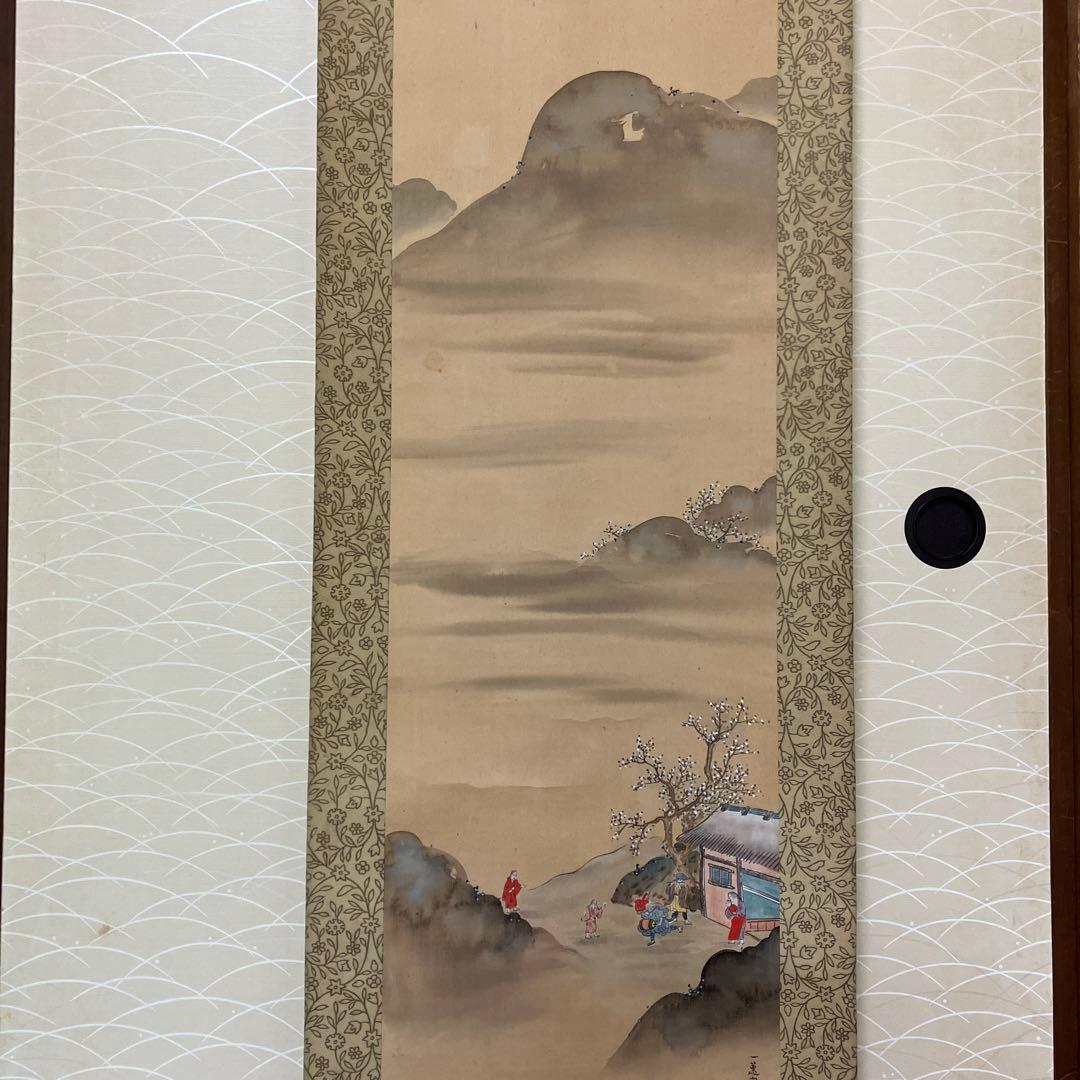 掛軸　一蕙斎人物風景双幅