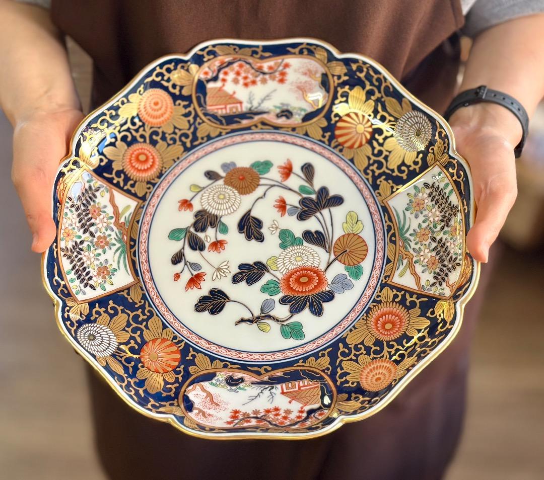 再値下げ　新品　有田焼　琳派古伊万里様式　盛皿　木箱入　直径31cm　其泉窯