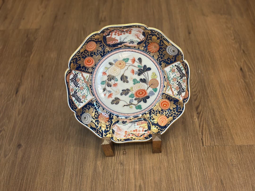 再値下げ　新品　有田焼　琳派古伊万里様式　盛皿　木箱入　直径31cm　其泉窯