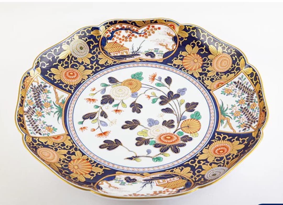 再値下げ　新品　有田焼　琳派古伊万里様式　盛皿　木箱入　直径31cm　其泉窯