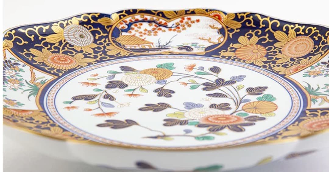 再値下げ　新品　有田焼　琳派古伊万里様式　盛皿　木箱入　直径31cm　其泉窯