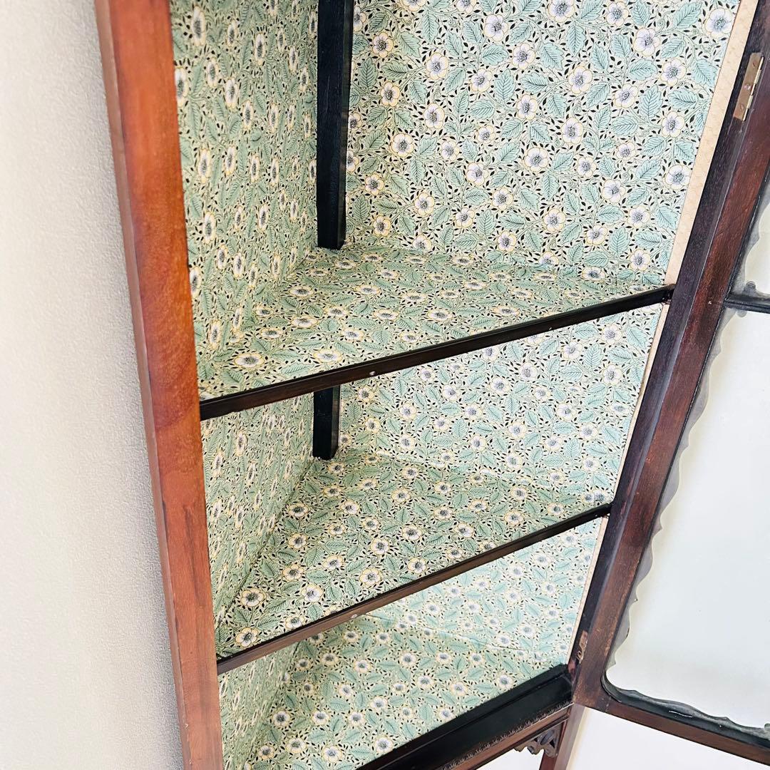 アンティーク　コーナーキャビネット　ガラス　マホガニー材　1910年代　イギリス