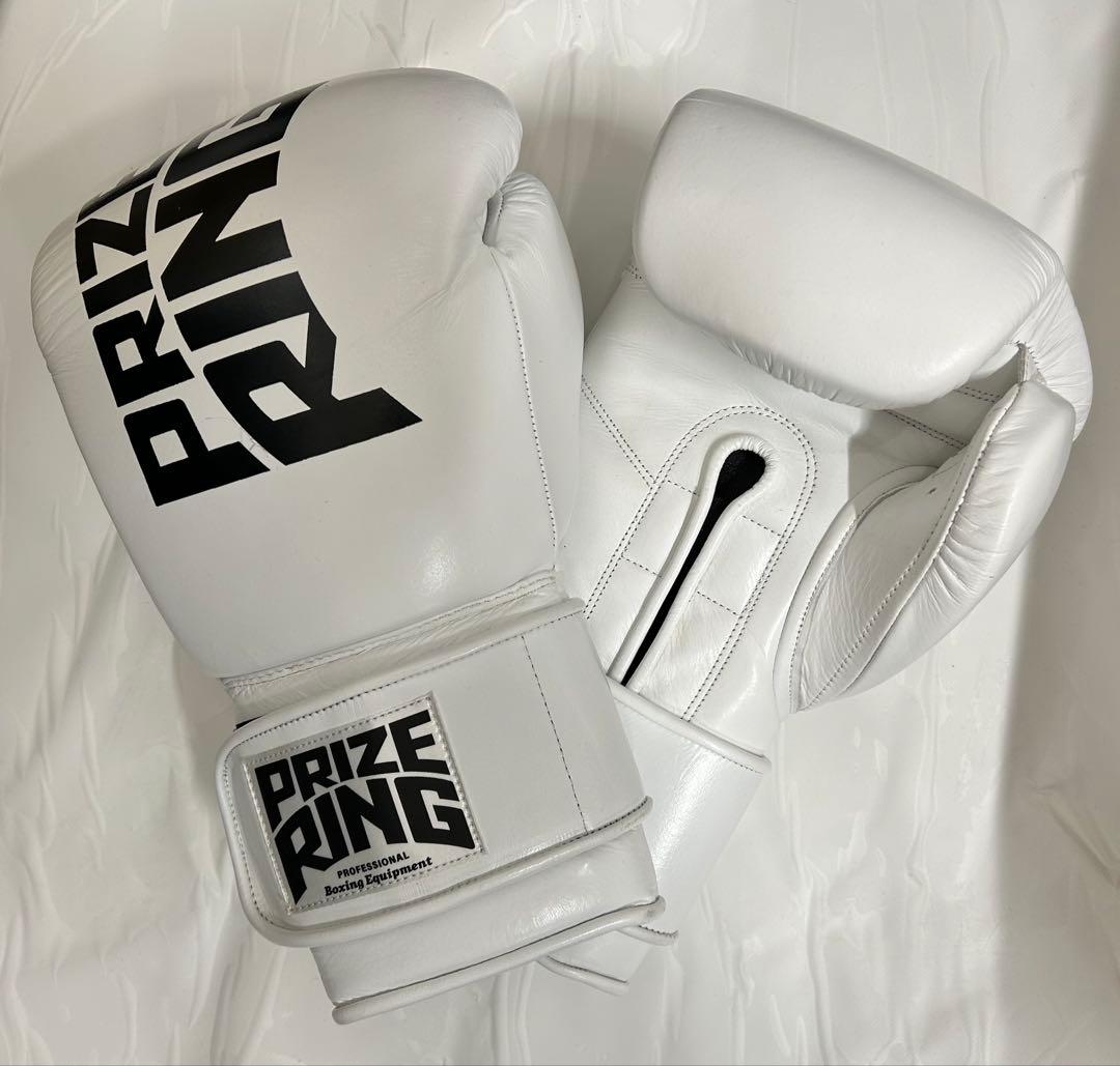 プライズリング　ボクシンググローブ　本革製 白14oz
