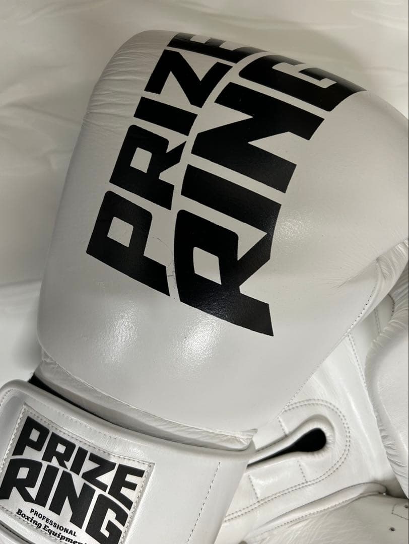 プライズリング　ボクシンググローブ　本革製 白14oz