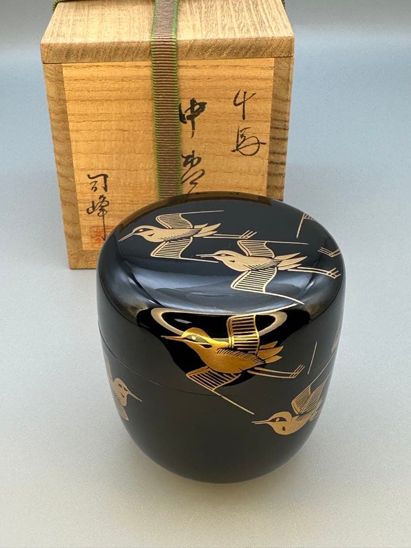 茶道具　棗　新井司峰　千鳥蒔絵