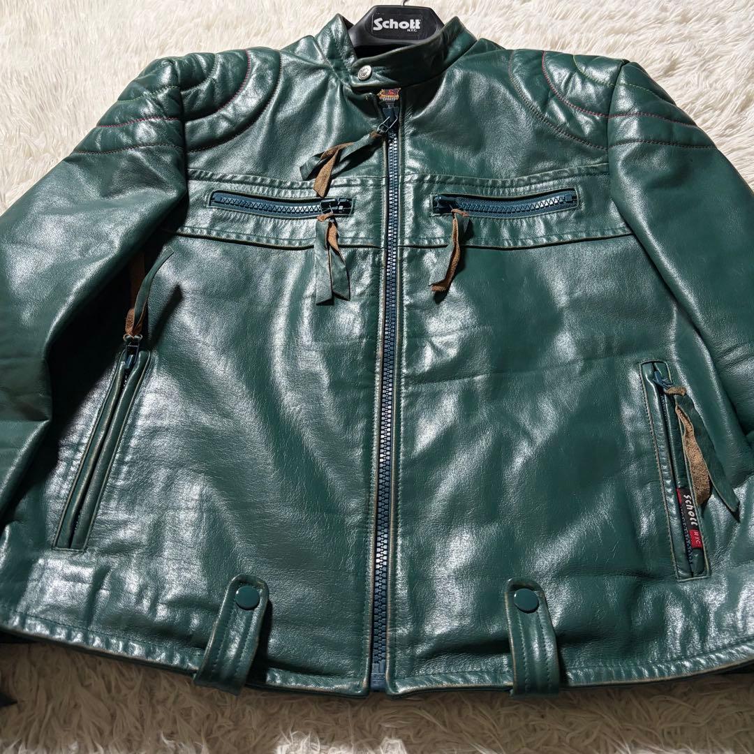 エ*ド様 希少カラー■schott ライダースジャケット　シングル　グリーン　本