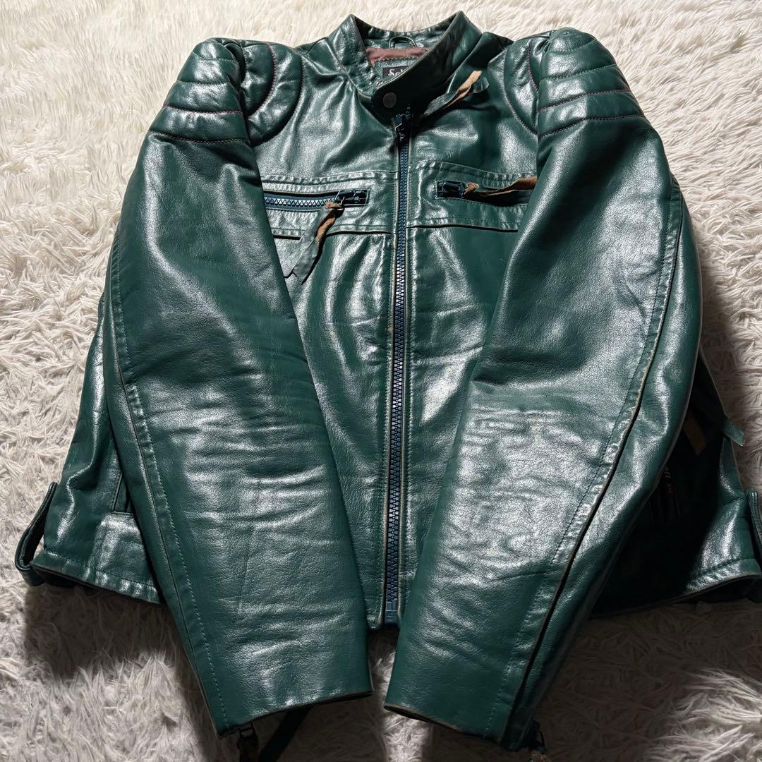 エ*ド様 希少カラー■schott ライダースジャケット　シングル　グリーン　本