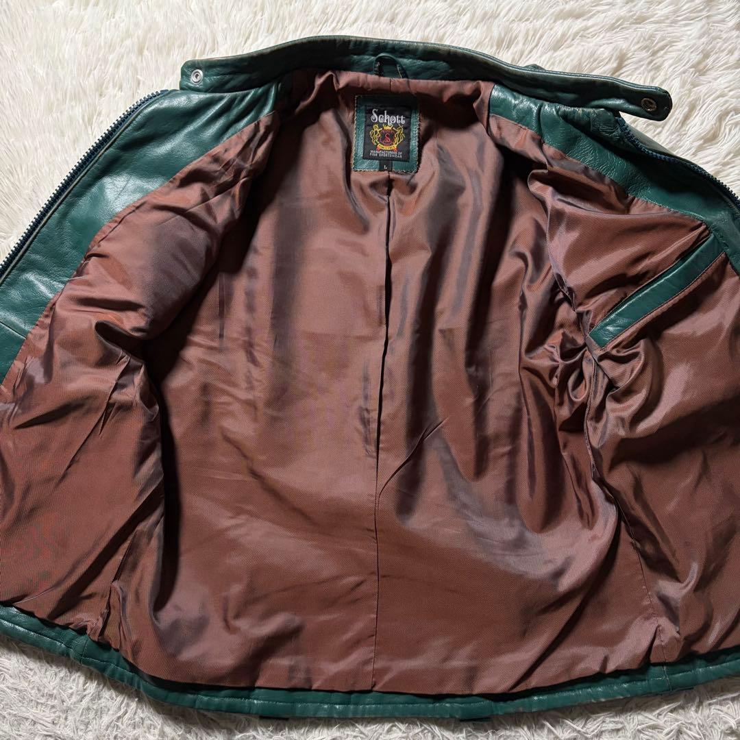 エ*ド様 希少カラー■schott ライダースジャケット　シングル　グリーン　本