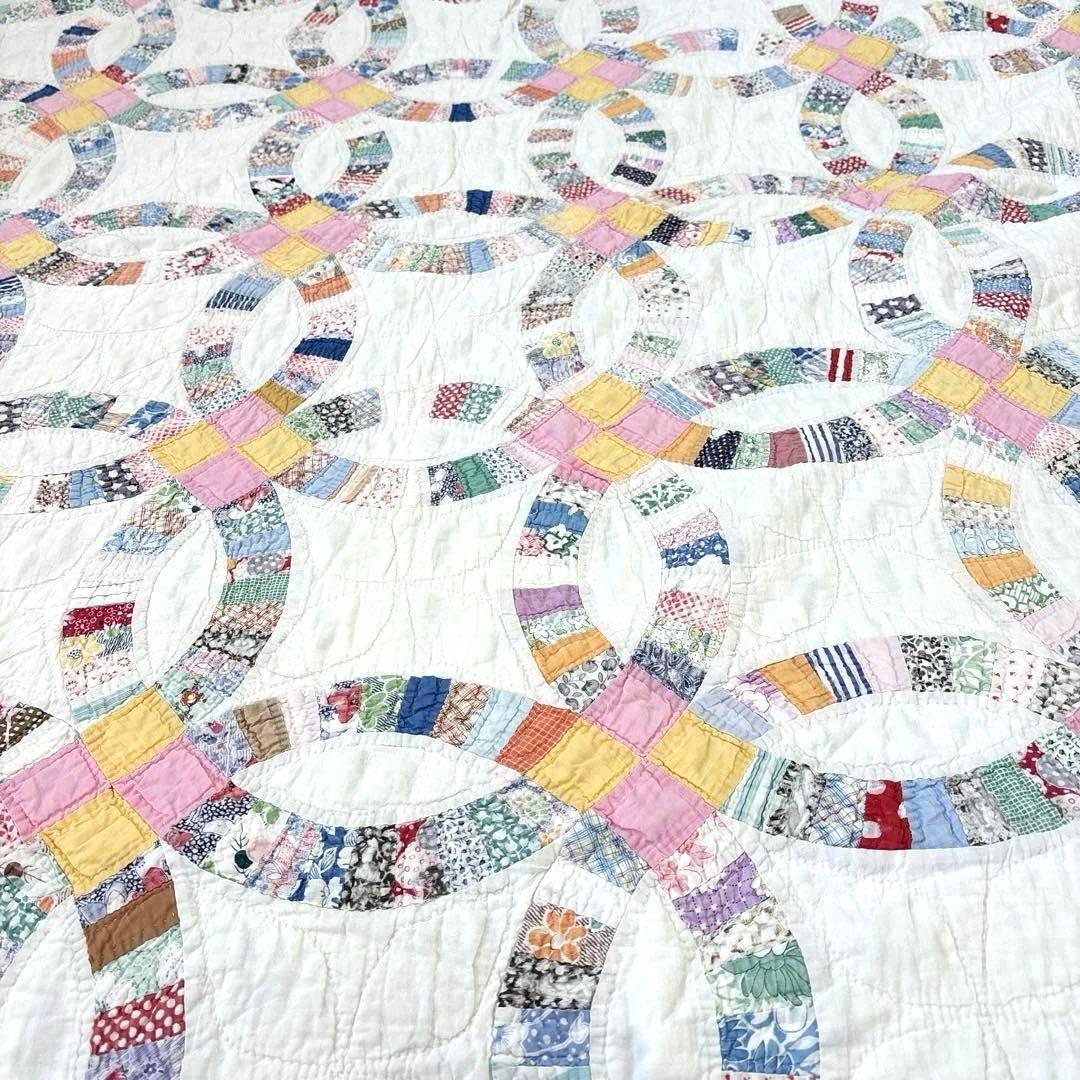 【稀少】【美品】アメリカンアンティーク⭐︎ダブルウエディング　約224×166cm